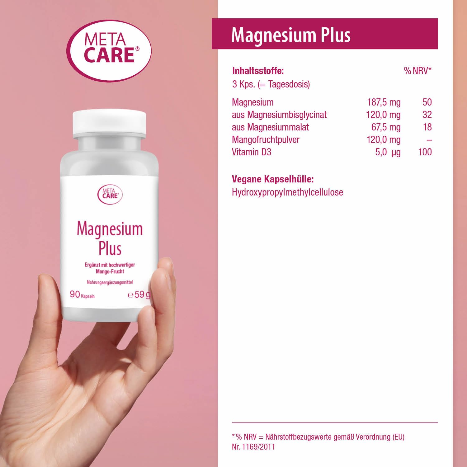 00291 AllergoSan META-CARE Magnezij Plus, 90 kapsula